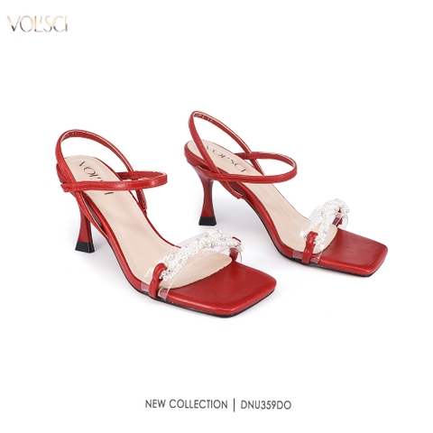 SANDAL HỞ MŨI ĐÍNH NGỌC CAO CẤP 5CM CHÍNH HÃNG VOLSCI - DNU359
