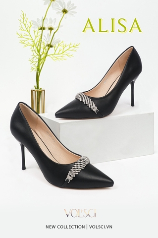 GIÀY CAO GÓT DA BÓNG LÌ NHỌN 9CM CÔNG SỞ CAO CẤP CHÍNH HÃNG VOL'SCI - GNU442