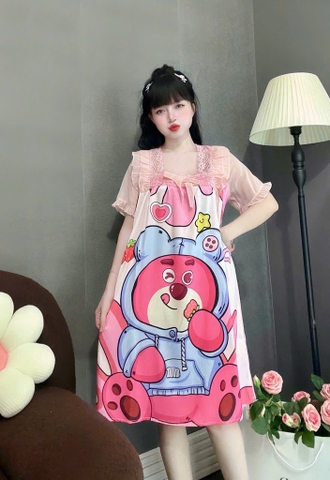 ĐẦM CỔ VUÔNG PHỐI REN LỤA XƯỚC
