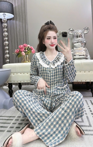 Đồ bộ tay dài lụa đũi nhung