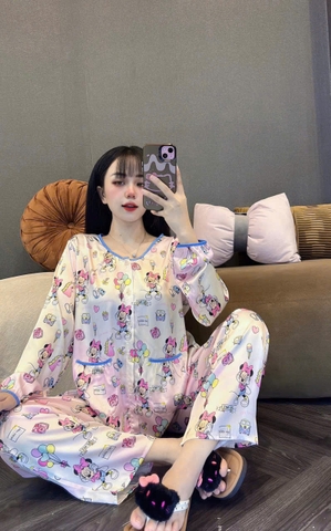 Đồ bộ tay dài cổ tròn lụa latin