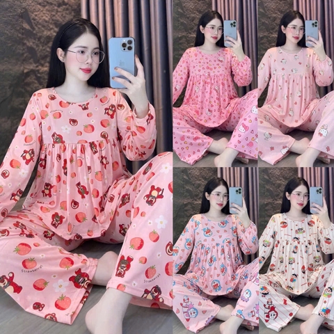 Đồ bộ tay dài tole lạnh size dưới 60kg
