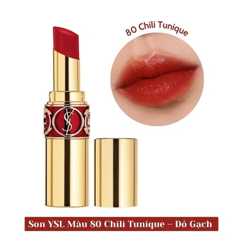 Son YSL Rouge Volupté Shine Oil-in-Stick #80 Chili Tunique đỏ gạch quyến rũ