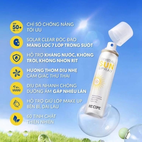 Xịt Chống Nắng RE:CIPE Crystal Sun Spray SPF50+ PA+++