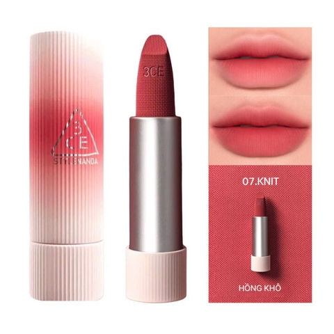 Son Thỏi 3CE Cashmere Hug Lipstick #07 Knit đỏ gạch thời thượng