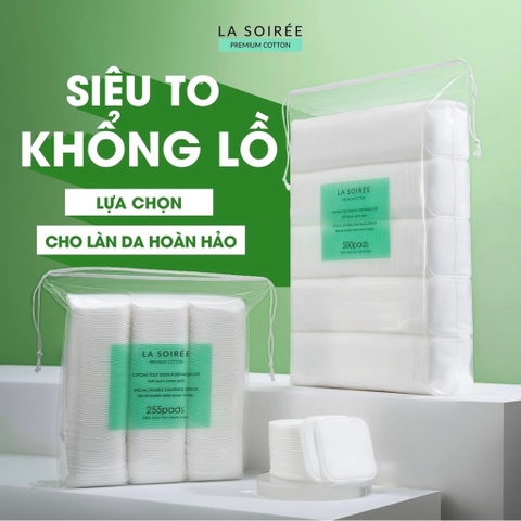 Bông Tẩy Trang LA SOIREE Miếng Vuông 255 Miếng