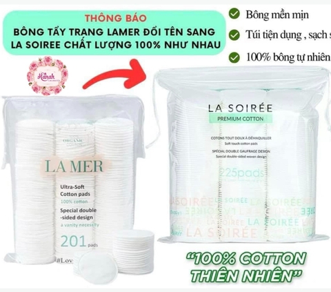 Bông Tẩy Trang Cao Cấp La Mer 225 miếng (mẫu mới đổi tên sang La Soiree)