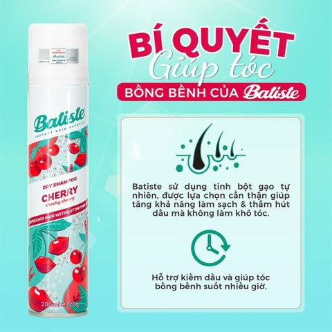Dầu Gội Khô Batiste 200ml Mùi Hương Cherry
