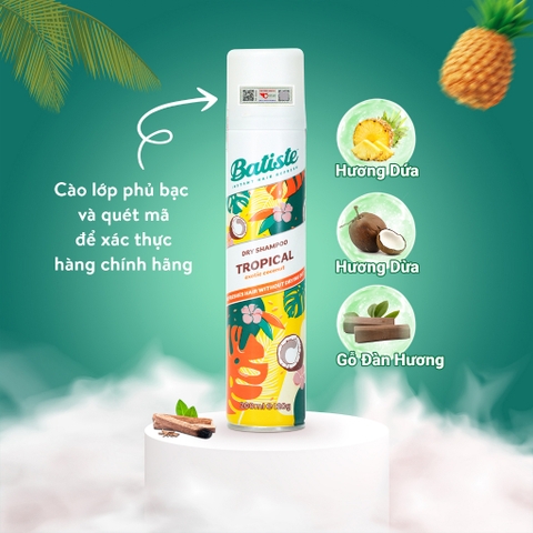 BATISTE Dầu gội khô 200ml - Tropical