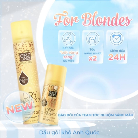 [mini] Dầu Gội Khô Dành Cho Tóc Nhuộm Sáng Màu Girlz Only Vàng 75ml