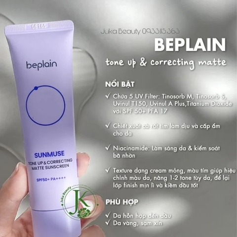 BEPLAIN. Kem Chống Nắng Nâng Tone Beplain Sunmuse Tone Up Correcting Matte