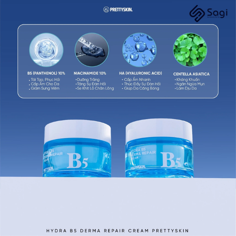 Kem Dưỡng Phục Hồi Trắng Da PrettySkin Hydra B5 52ml