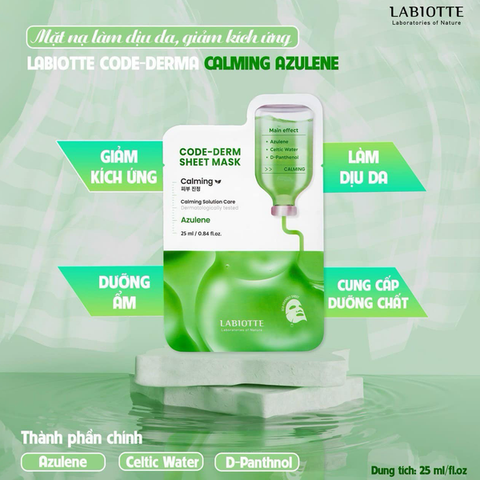 Mặt Nạ Labiotte Code-Derm Sheet Mask 25ml #Azulene - Làm Dịu Da