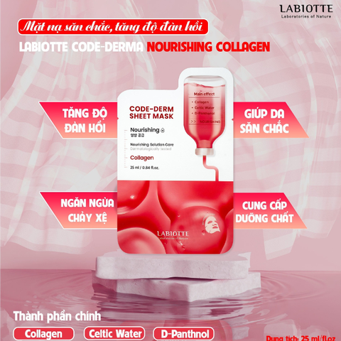 Mặt Nạ Labiotte Code-Derm Sheet Mask 25ml #Collagen - Chống Lão Hóa