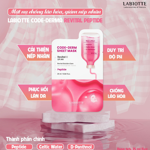 Mặt Nạ Labiotte Code-Derm Sheet Mask 25ml #Peptide - Tái Tạo Da