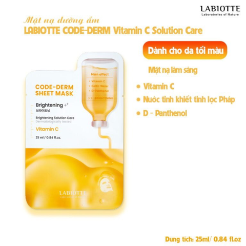 Mặt Nạ Labiotte Code-Derm Sheet Mask 25ml #Vitamin C - Sáng Da
