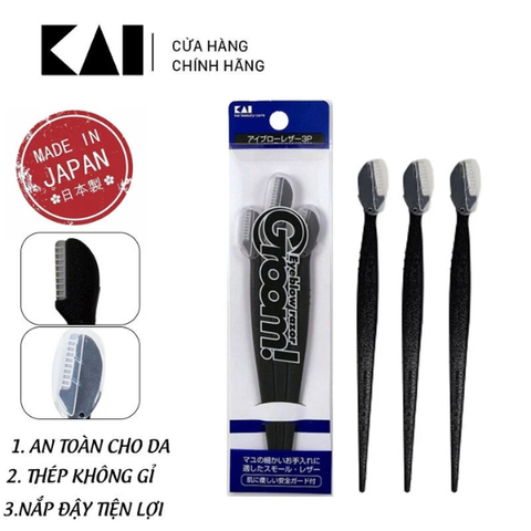 Set Dao Cạo Lông Mày Kai Groom Eyebrow Razor 3 cây