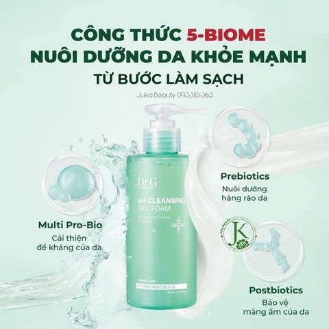 Sữa Rửa Mặt Dr.G Dạng Gel Tạo Bọt Dịu Nhẹ, Làm Sạch Sâu, Cấp Ẩm, Cho Da Nhạy Cảm pH Cleansing Gel Foam 200ml