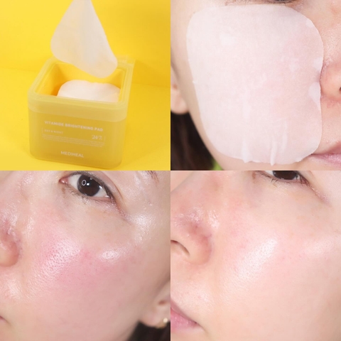 Toner Pad Mediheal Làm Sáng và Đều Màu Da Vitamide Brightening Pad 100 Miếng