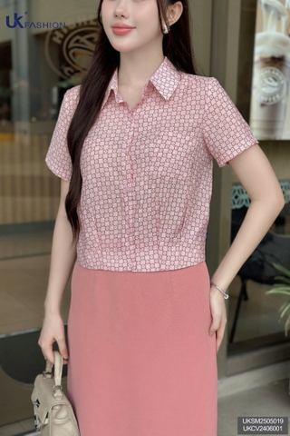 Sơ mi hoạ tiết ô kiểu dáng mới lạ, mềm mát UKSM2505019