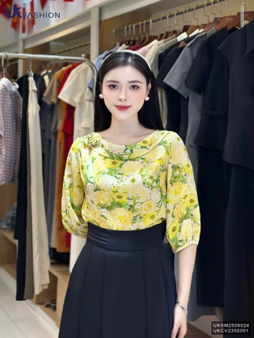 Sơ mi hoa lá cổ giếng - thay đổi phong cách của bạn UKSM2506024