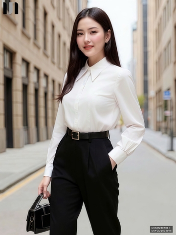 Sơ mi cổ đức dài tay nẹp kiểu công sở nữ, thoáng mát, lịch sự UKSM2507031