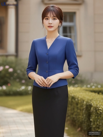 Kí giả cổ neo peplum sang chảnh UKSM2508017