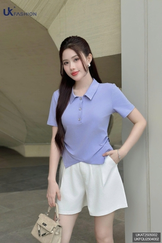 Áo thun xếp eo 3 vạt cúc xinh xắn, mới lạ UKAT2505002