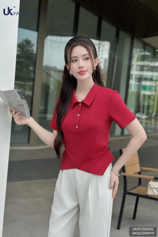Áo thun xếp eo 3 vạt cúc xinh xắn, mới lạ UKAT2505002