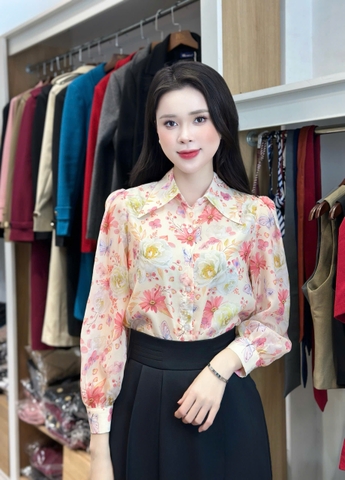 Sơ mi hoa cổ đức màu sắc xinh xắn và mát mẻ chào hè UKSM2502012