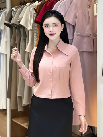 Sơ mi súp kép túi ngực công sở nữ mềm mịn, dễ mặc UKSM2507032
