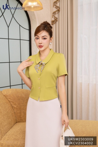 Áo Sơ Mi Cúc Nẹp Cổ UK Fashion Thanh Lịch, Nữ Tính UKSM2303009