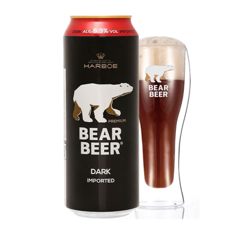 Bia Đan Mạch Bear Dark Imported 5,3% –  Lon 500ml - Thùng 24