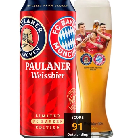 Bia Đức Paulaner FC BAYERN Weissbier 5,5% - Lon 500ml - Thùng 24