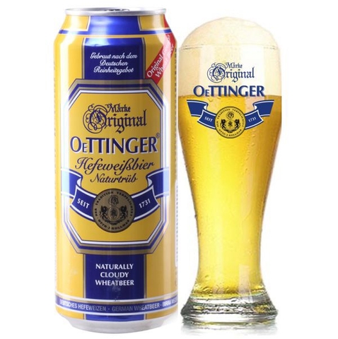 Bia Đức Oettinger Weissbier Naturtrub 4,9% - Lon 500ml - Thùng 24