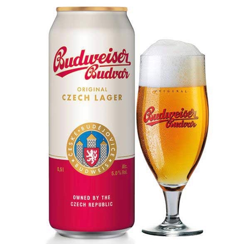 Bia Tiệp Budvar Lager Vàng 5,0% - Lon 500ml - Thùng 24