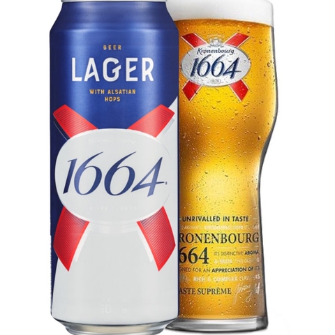 Bia Pháp Kronenbourg 1664 Lager 5,0% - Lon 500ml - Thùng 24