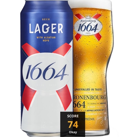 Bia Pháp Kronenbourg 1664 Lager 5,0% - Lon 500ml - Thùng 24