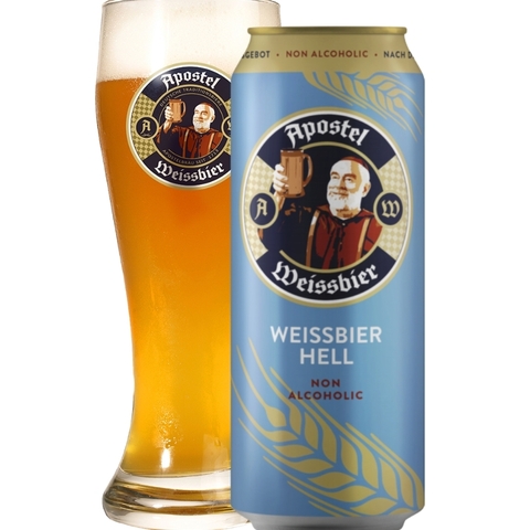 Bia không cồn Đức Apostel Weissbier Hell 0,5% - Lon 500ml - Thùng 24