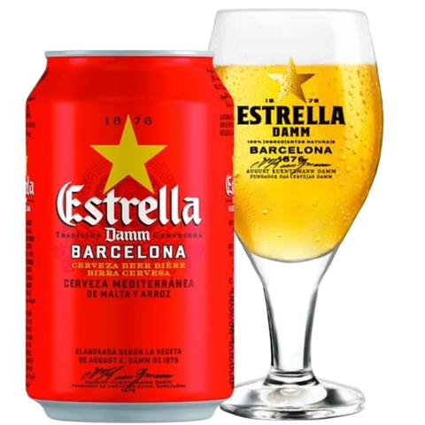 Bia Tây Ban Nha Estrella Damm Barca 4,6% - Lon 330ml - Thùng 24