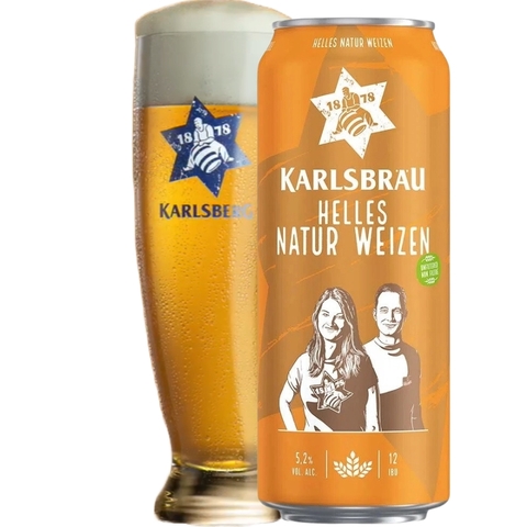 Bia Đức Karlsbrau Natur Weizen 5,2% - Lon 500ml - Thùng 24