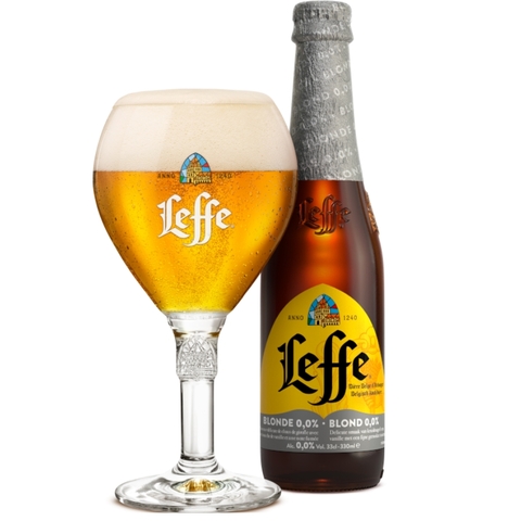 Bia không cồn Bỉ Leffe Blonde 0,0% - Chai 330ml - Thùng 24