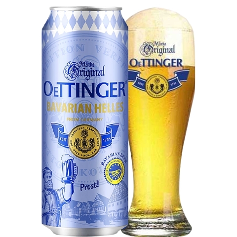 Bia Đức Oettinger Bavarian Helles 4,7% - Lon 500ml - Thùng 24