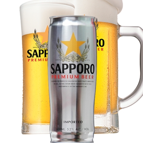Bia Nhật Sapporo Premium 5% - Lon 650ml - Thùng 6