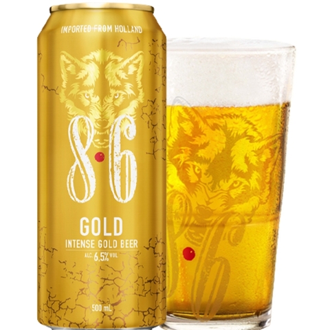 Bia Hà Lan 8.6 Gold 6,5% - Lon 500ml - Thùng 24
