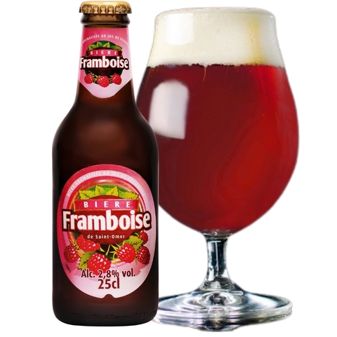 Bia Pháp Saint Omer  Framboise Mâm xôi 2,8% - Chai 250ml - Thùng 24