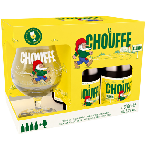 Hộp quà Bia Bỉ La Chouffe (4 chai + 1 ly)