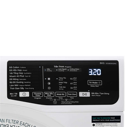 Máy sấy thông hơi Electrolux 8 Kg EDS805KQWA
