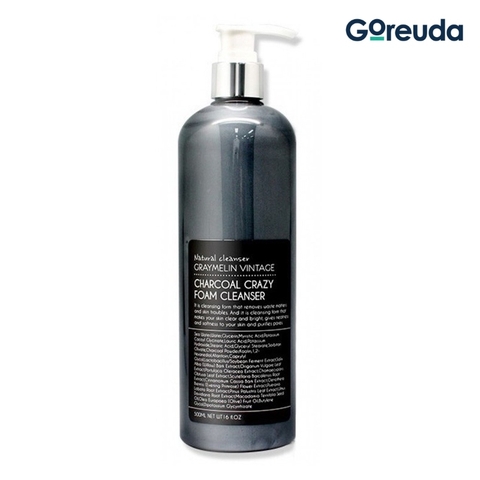 Sữa rửa mặt giúp da sạch sâu Graymelin Charcoal Crazy Foam Cleanser - 500ml