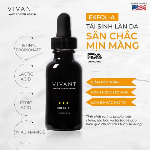 Serum trị mụn, sáng da Vivant Skincare Exfol - A - 30ml